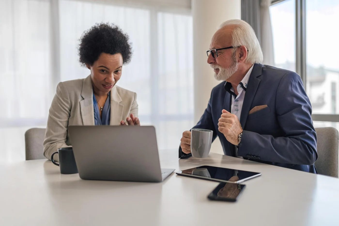 A two-person client engagement, an independent professional meeting a hiring manager